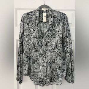 Anthropologie Cloth & Stone Button Down Snake Print Brand New With Tags Size L